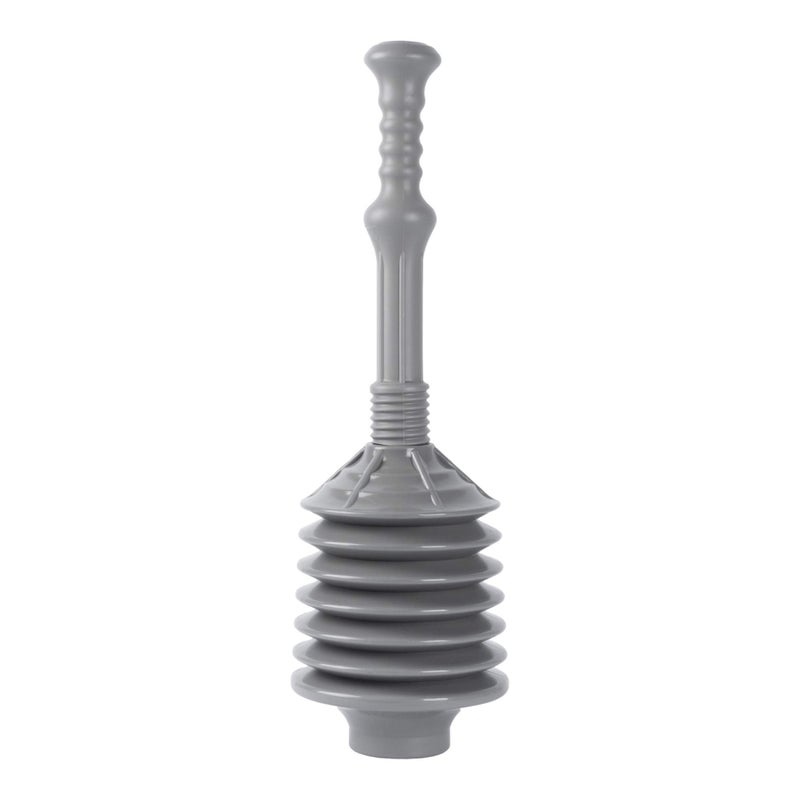 JS Jackson Supplies Professional Bellows Accordion Toilet Plunger  High Pressure Thrust Plunge Removes Heavy Duty Clogs from Clogged Bathroom Toilets  All Purpose Power Plungers for Bathrooms  Grey - Image 1